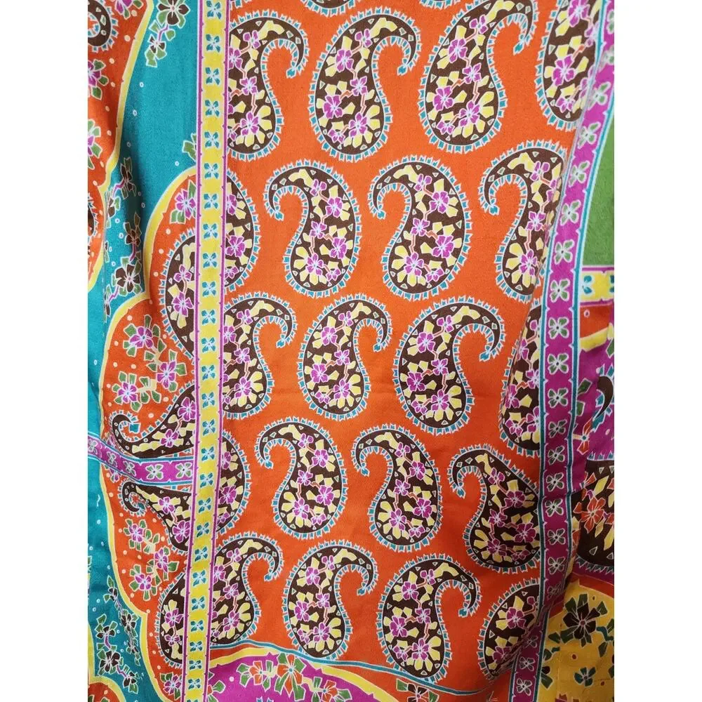 Peter Nygard Lined Sheath Sleeveless Dress Knee Length Bold Print Orange Yellow
